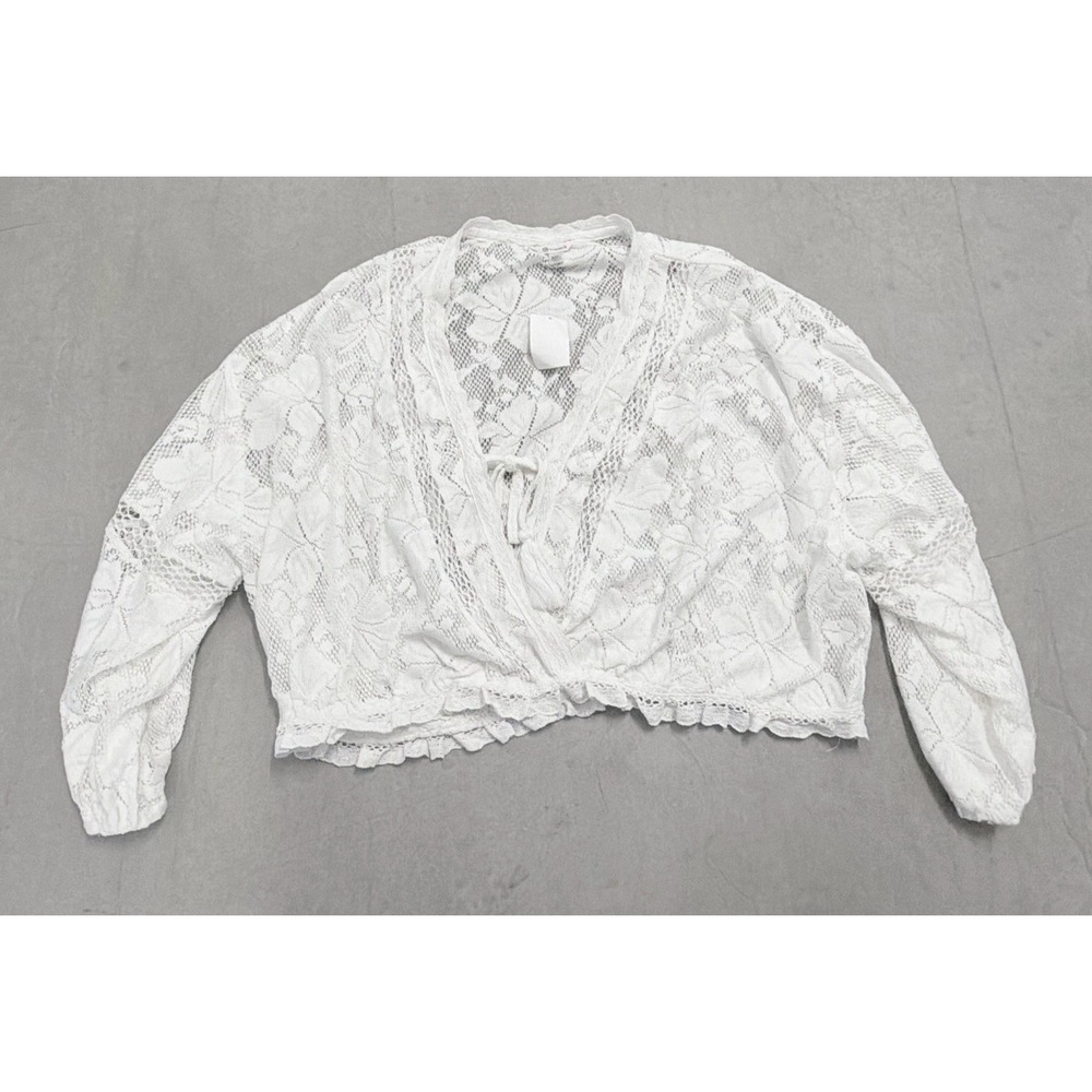 Versona XXL White Floral Lace Bolero Shrug Cropped Cardigan Romantic Boho
